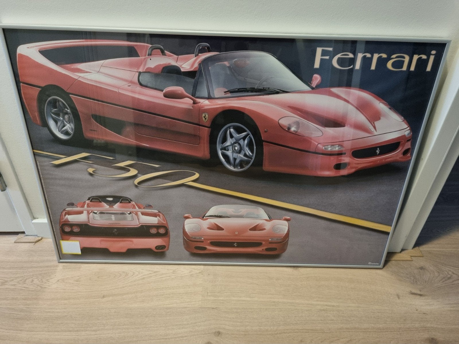 Ingelijste poster rode Ferrari, Ophalen, Gebruikt, Met lijst, Rechthoekig Liggend