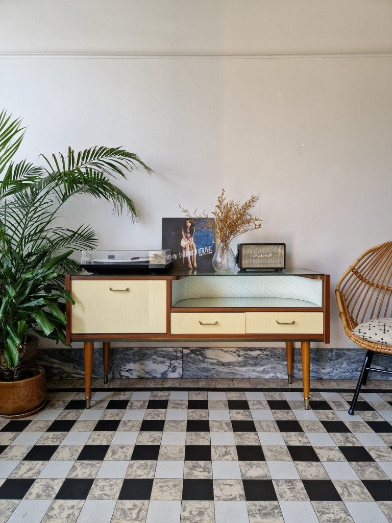 Vintage midcentury dressoir | platenspeler meubel | retro, Huis en Inrichting, Kasten | Televisiemeubels, Ophalen, 100 tot 150 cm