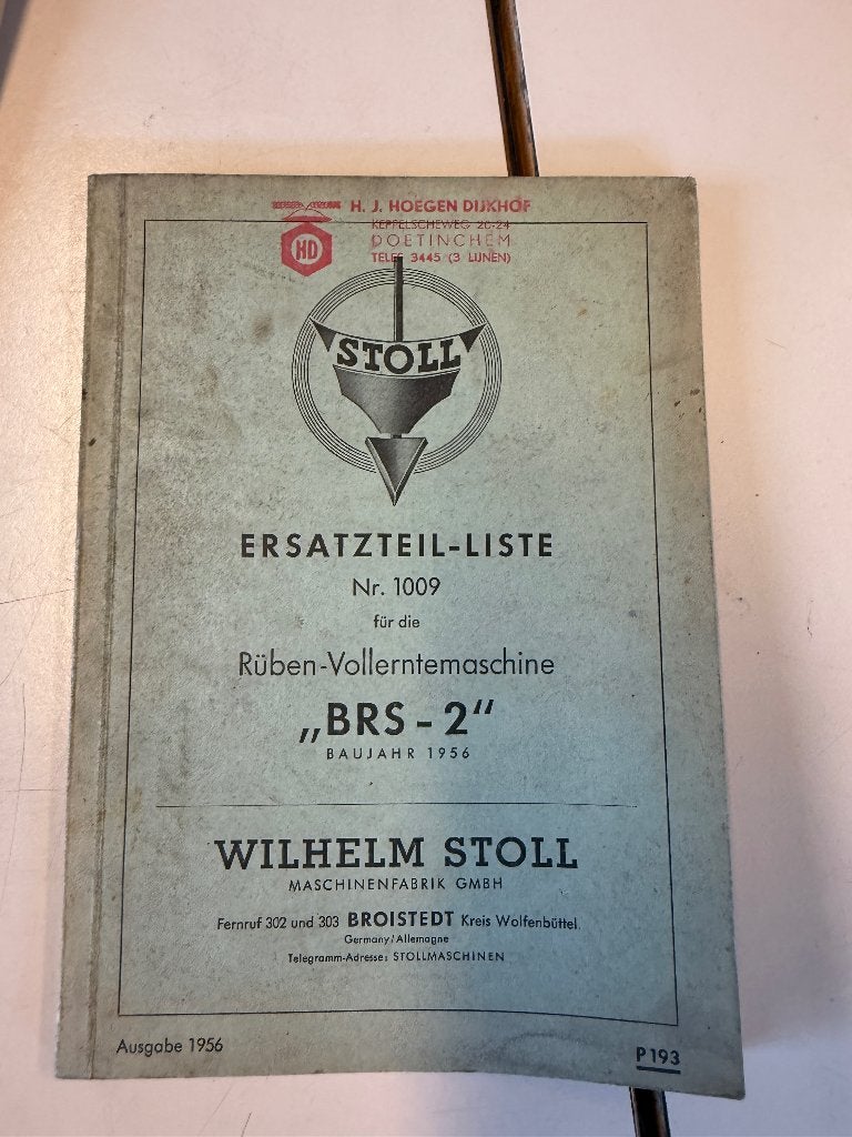 Onderdelen catalogus van stoll bietenrooier, Ophalen of Verzenden