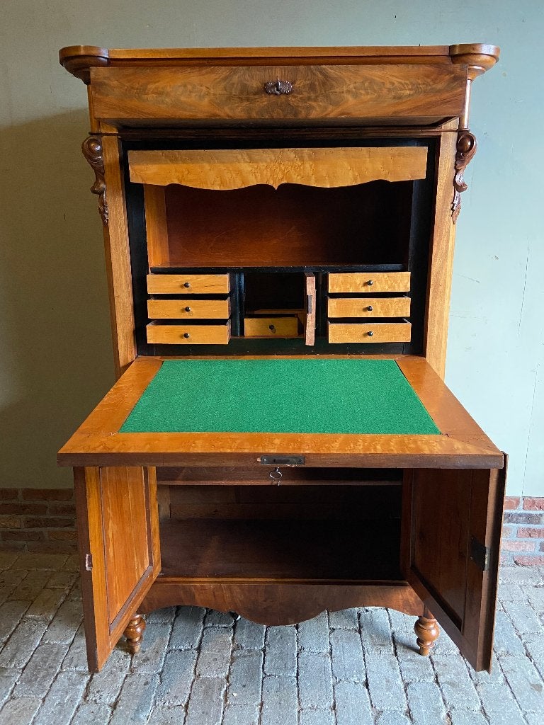 Prachtige antieke mahonie houten klepsecretaire, bureau., Verzenden
