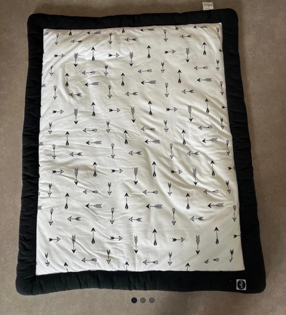 Jollein boxkleed Zwart/Wit Driehoeken/Pijlen, Ophalen of Verzenden, Gebruikt, Boxkleed