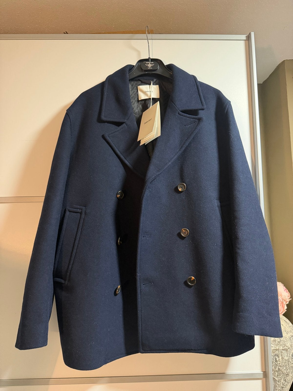 Selected Homme Wollen Peacoat - Nieuw met kaartjes, Kleding | Heren, Ophalen, Nieuw, Maat 56/58 (XL), Blauw