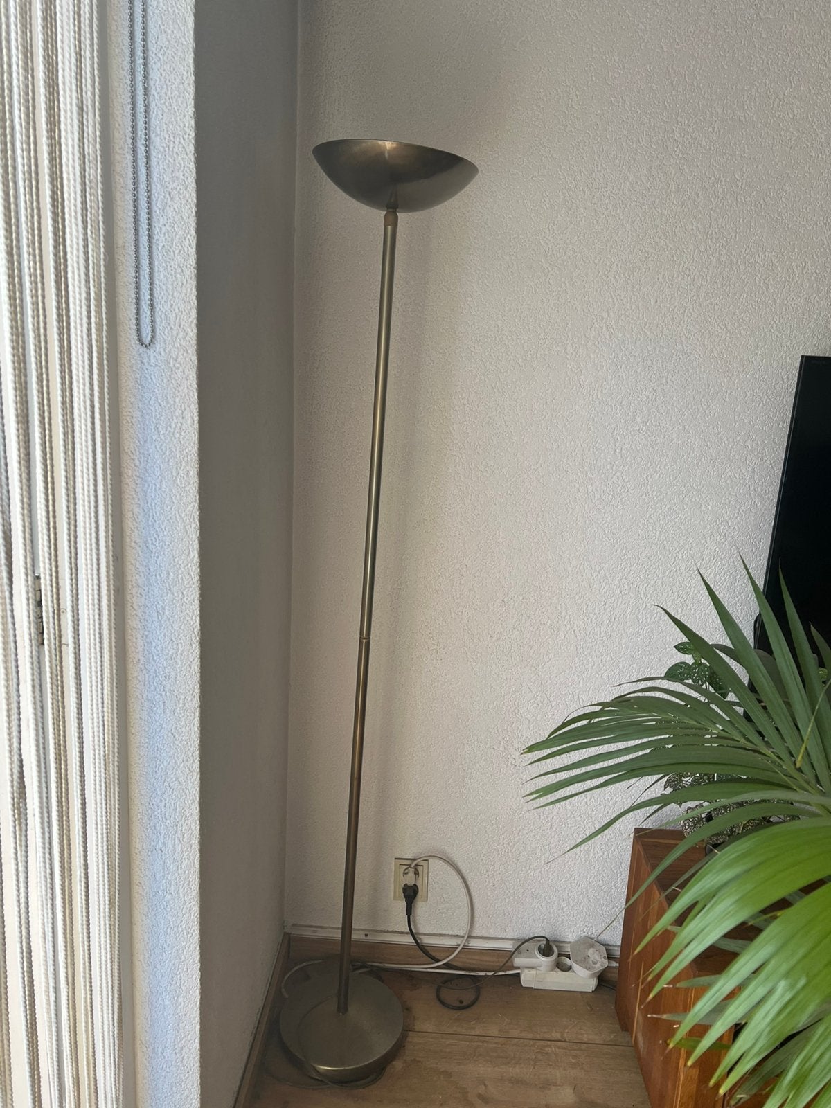 Messing vloerlamp met dimmer., Ophalen, Gebruikt, Metaal, 200 cm of meer