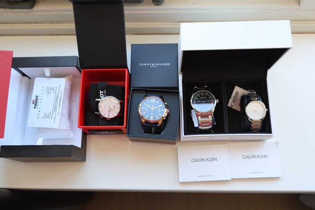 Watches 4x, Overige merken, Leer, Staal, Polshorloge