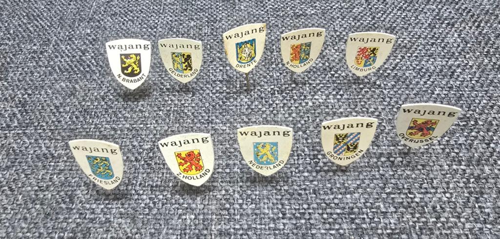 Vintage Wajang Provincie Speldjes Set - Emaille Pins, Verzenden, Gebruikt, Stad of Land, Speldje of Pin