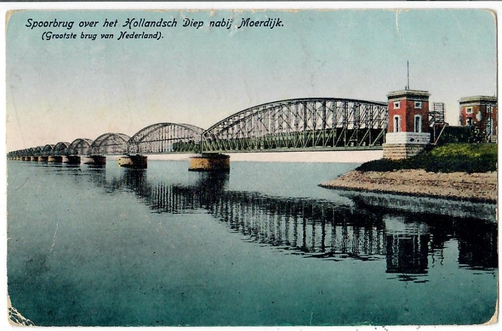 Spoorbrug over het Hollandsch Diep nabij Moerdijk, Verzamelen, Ansichtkaarten | Nederland, Verzenden, Voor 1920, Gelopen, Noord-Brabant