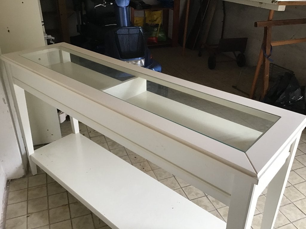 Sidetable met vitrine mogelijkheid, Ophalen, 100 tot 150 cm, Zo goed als nieuw, 25 tot 50 cm
