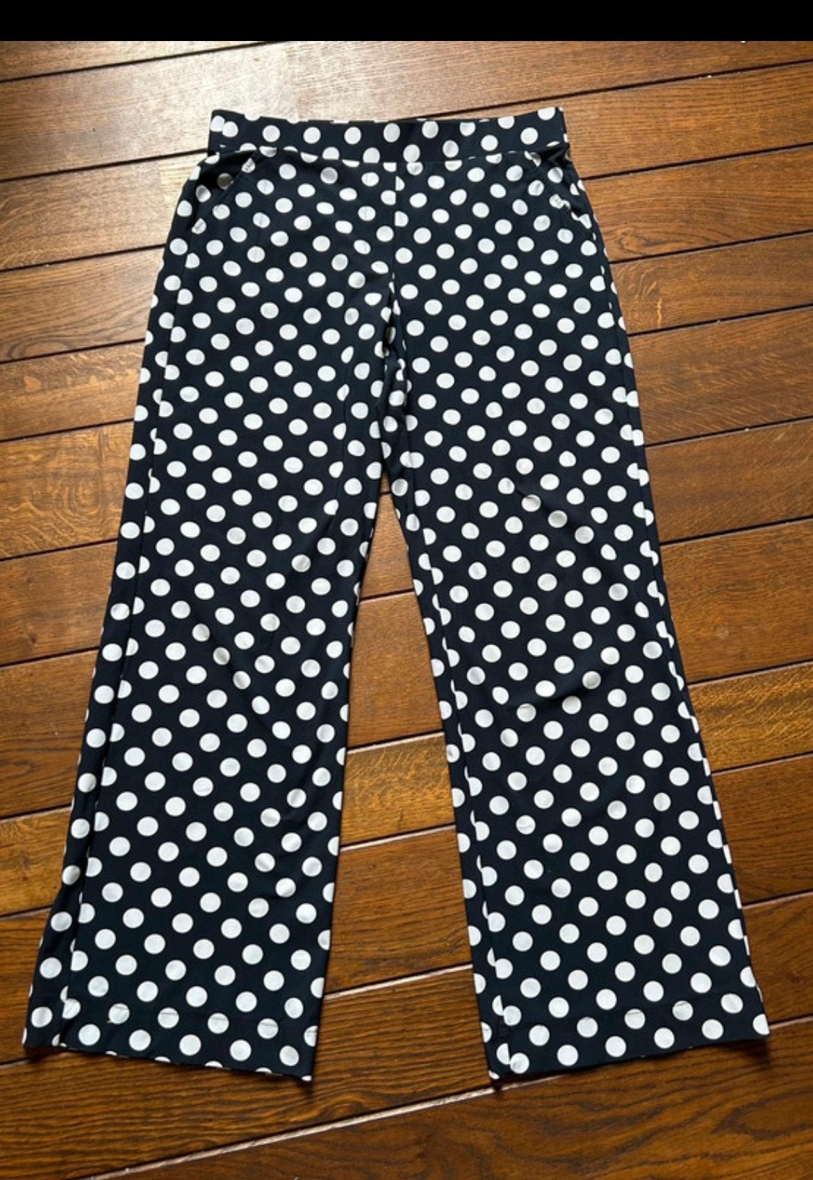 Marineblauw, witte Studio Anneloes Wide Leg polkadot broek L, Verzenden, Zo goed als nieuw, Maat 42/44 (L), Lang
