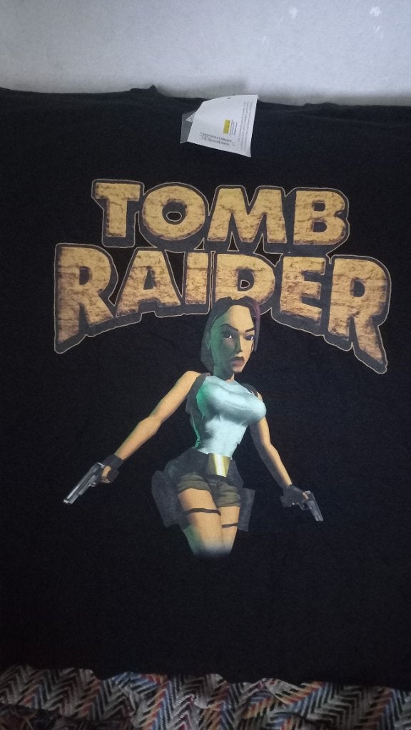 Tomb Raider T-shirt - Lara Croft Gaming Shirt maat M, Maat 48/50 (M), Zwart, B&C Collection, Nieuw