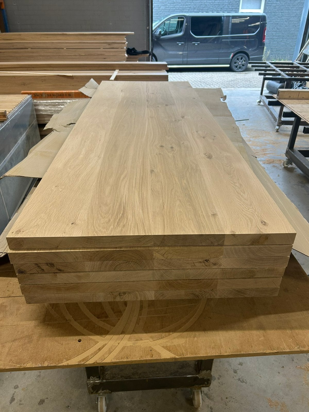 Eiken bladen, tafels, panelen op maat te koop 20/55 mm dik, 20 tot 50 mm, Richwoods., Nieuw, Ophalen of Verzenden