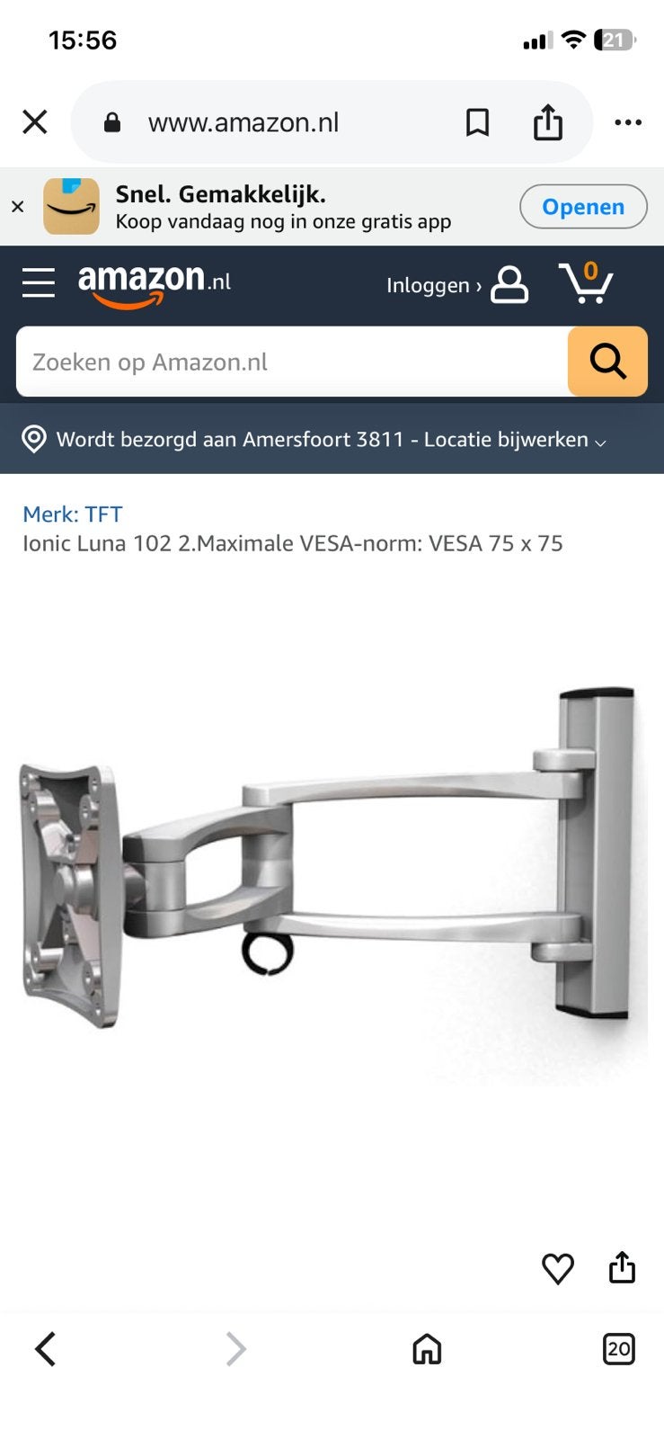 Beugel voor een scherm., Ophalen of Verzenden, Zo goed als nieuw