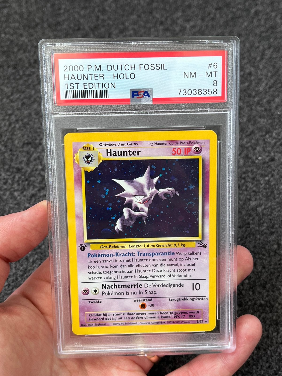 Pokémon POP 13! - PSA 8 Dutch/NL 1st ed. Haunter Holo #6, Ophalen of Verzenden, Zo goed als nieuw, Losse kaart, Foil