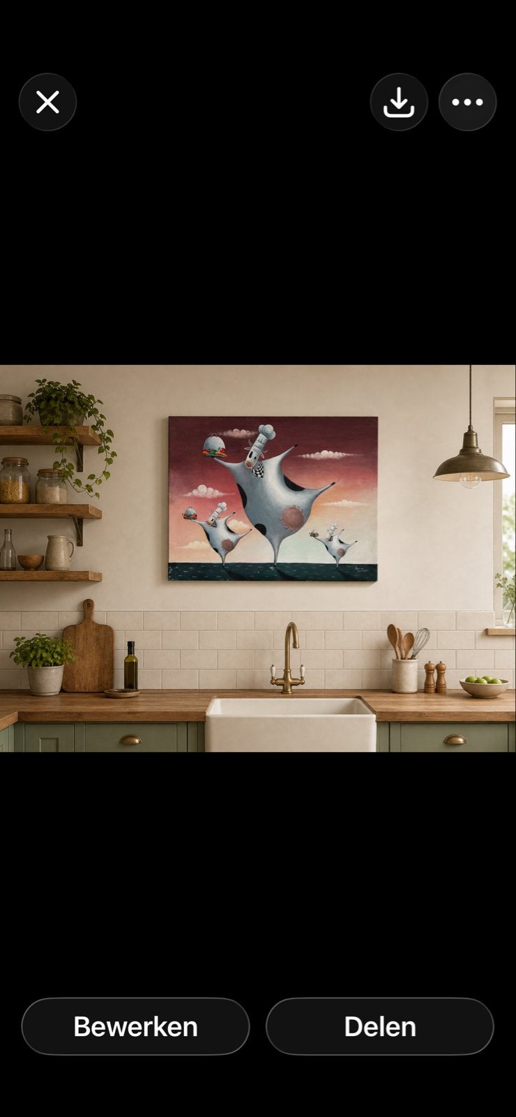 Schilderij 'Koks Koeien' - Unieke Kunst voor Keuken, Antiek en Kunst, Kunst | Schilderijen | Klassiek, Ophalen of Verzenden