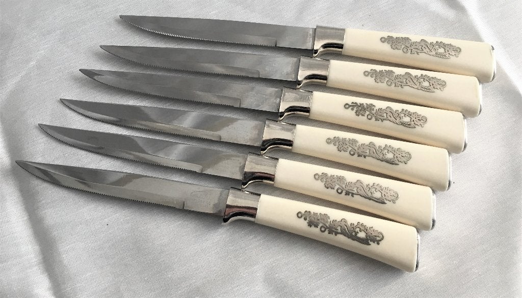 Zes vintage dessertmessen "Capri Cutlery Co, Los Angeles", Verzenden