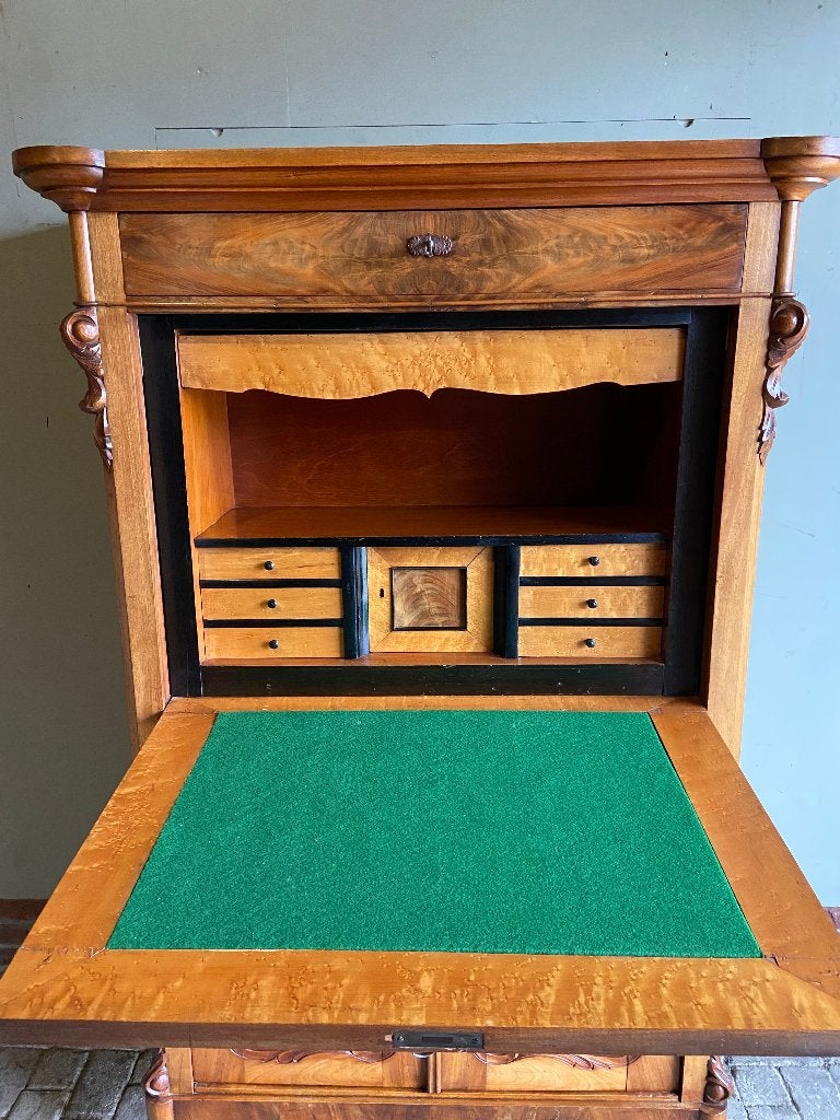 Prachtige antieke mahonie biedermeier klepsecretaire, bureau, Verzenden