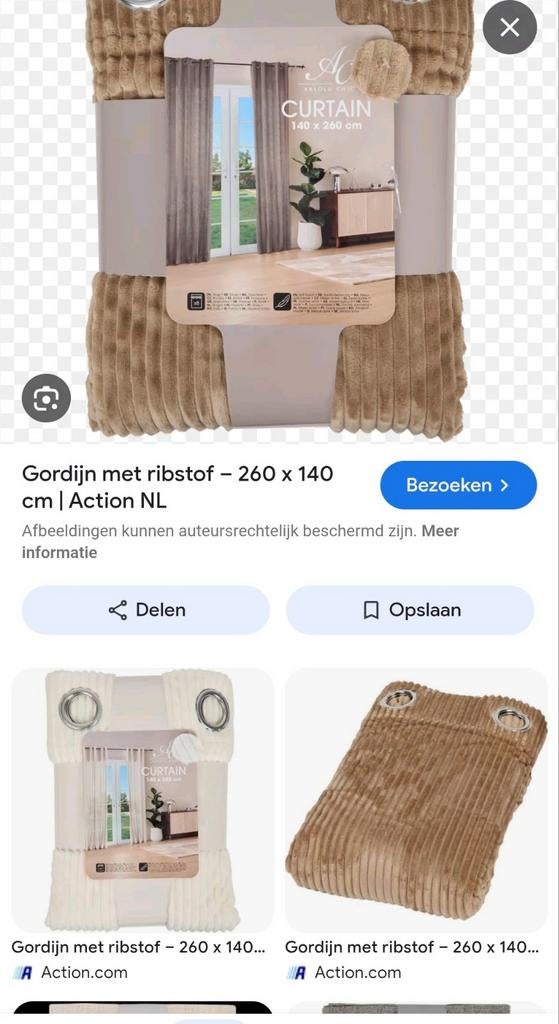 Gezocht! Bruine ribstof gordijnen van Action, Huis en Inrichting, Ophalen of Verzenden