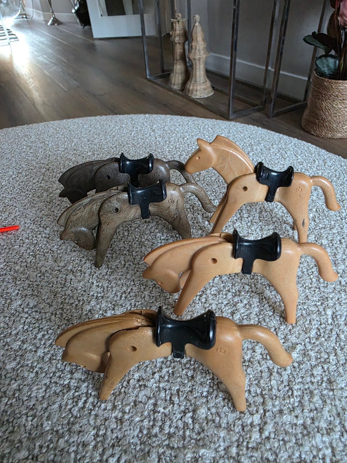 5 Playmobil paarden met zadel, Ophalen of Verzenden, Gebruikt, Losse onderdelen, Overige typen