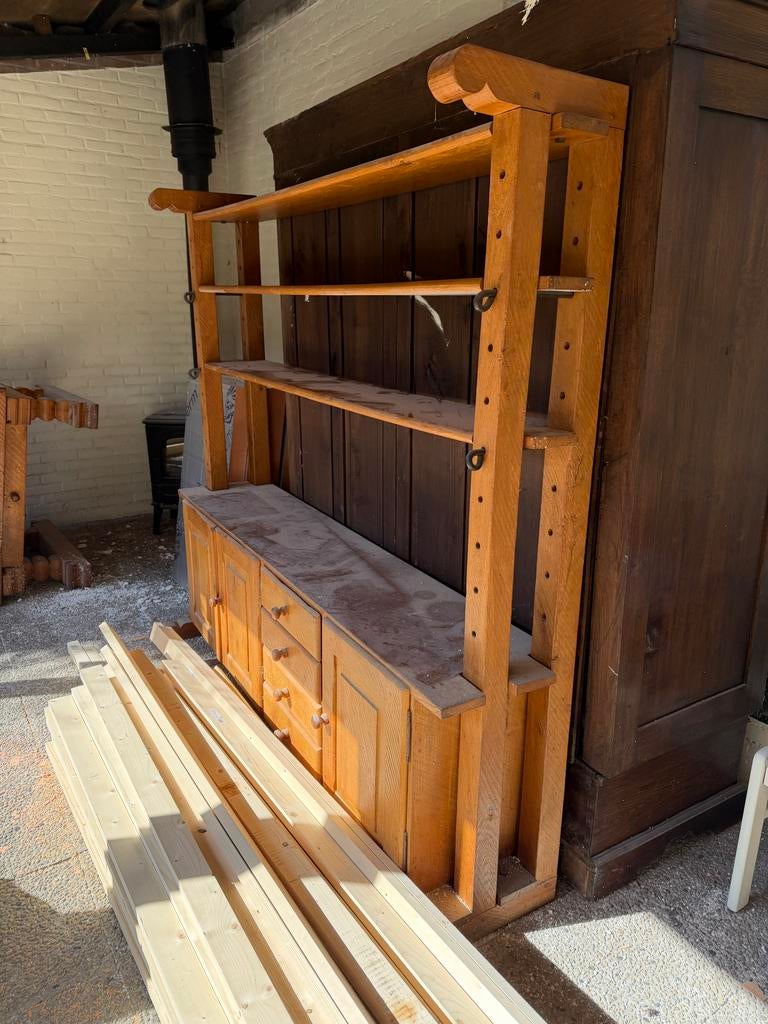 Houten kast met planken en lades, Huis en Inrichting, Kasten | Buffetkasten, Ophalen, Gebruikt, 100 tot 150 cm, Met lade(s)