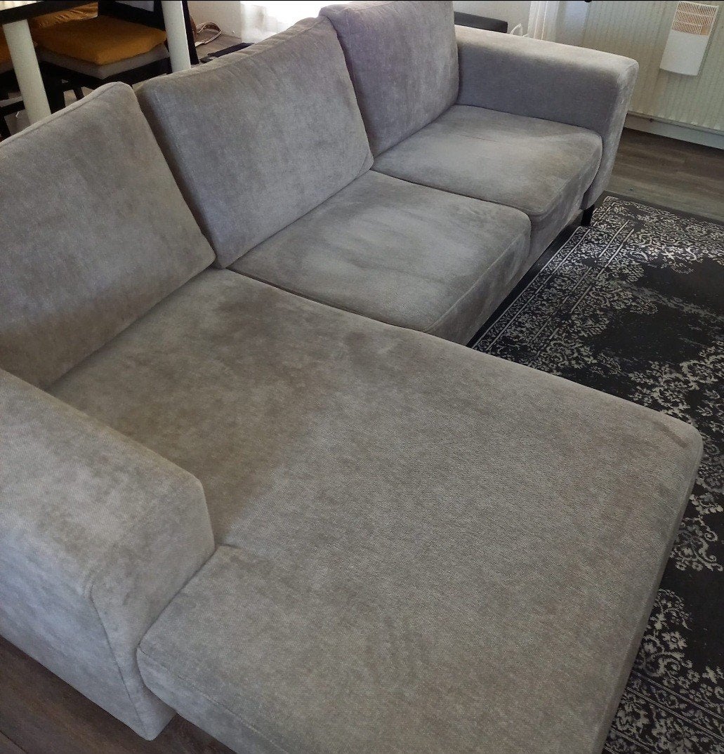 Nieuwe hoekbank/driezitsbank, grijs/beige, Ophalen, Minder dan 75 cm, Hoekbank, 200 tot 250 cm