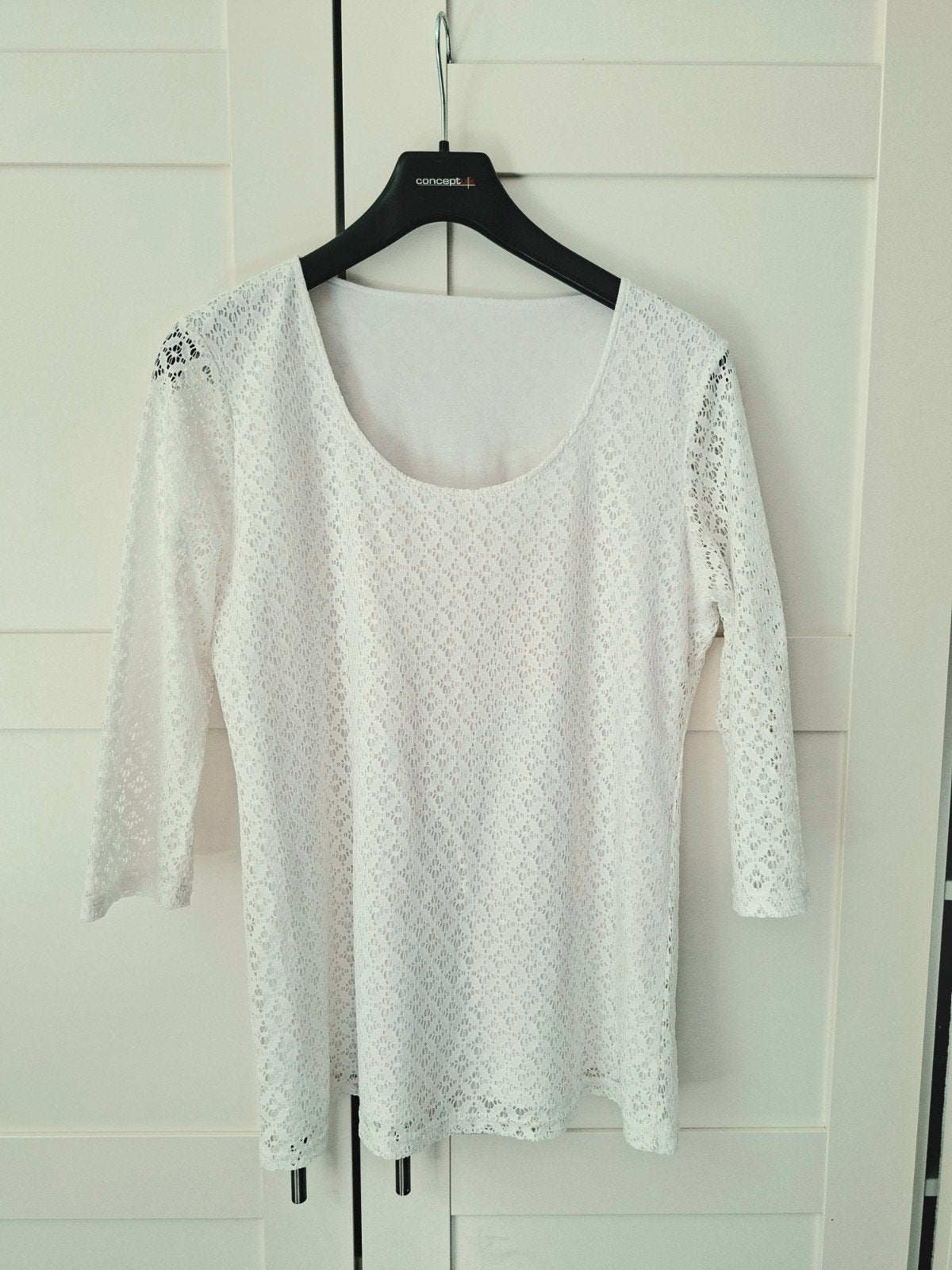 Witte kanten top met 3/4 mouw - Maat L, Kleding | Dames, Wit, Maat 42/44 (L), Concepts+, Ophalen of Verzenden
