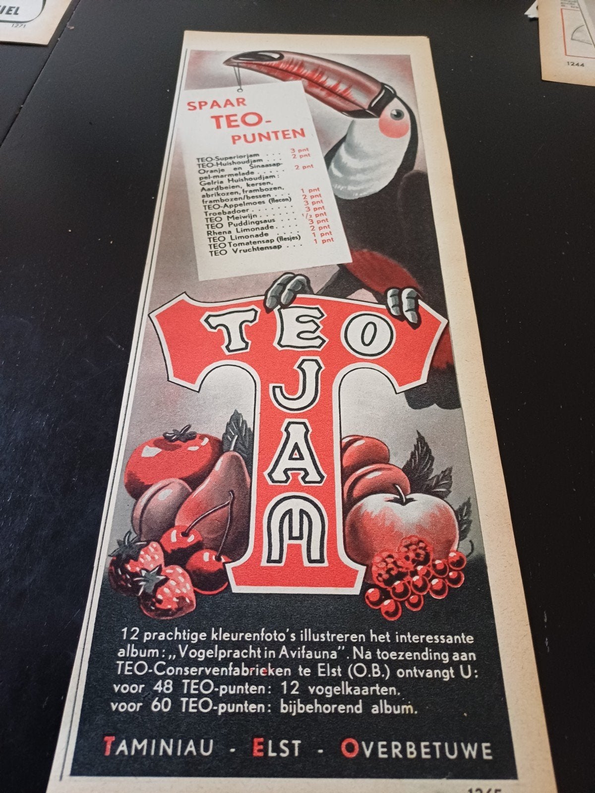 kleuren advertentie van Teo Taminiau Elst 1951, Ophalen of Verzenden, Zo goed als nieuw, Overige typen