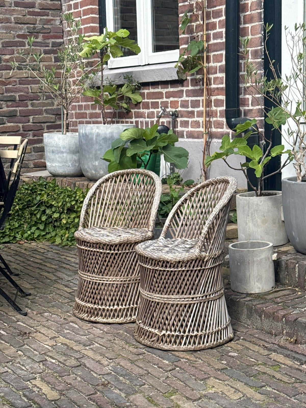 Set van 2 rotan kinderstoelen - Vintage stijl, Gebruikt, Twee, Bruin, Riet of Rotan