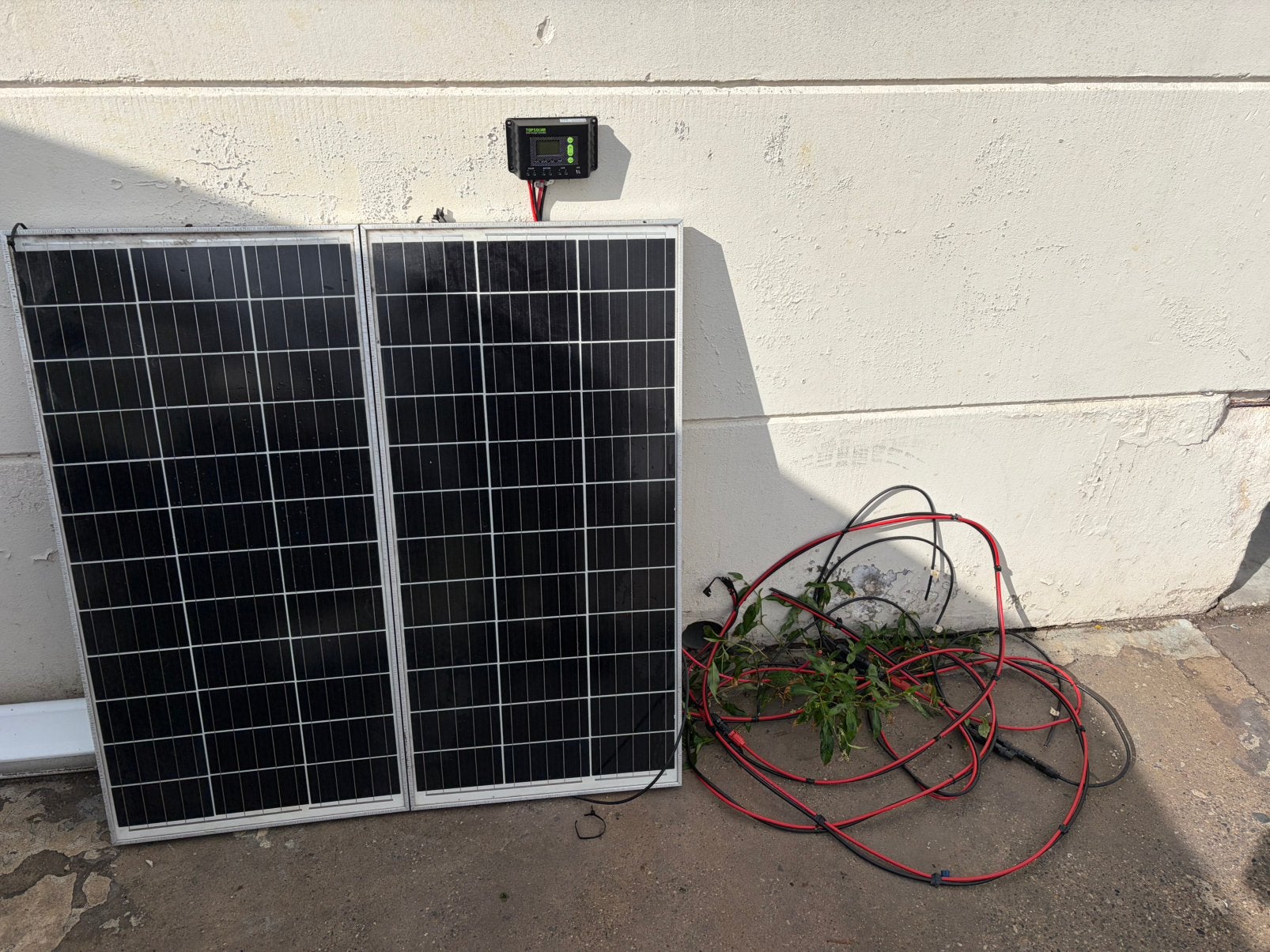 2x TOPSOLAR 2x 100W zonnepanelen + 20A laadregelaar, Ophalen, Zo goed als nieuw, Compleet systeem, 200 wattpiek of meer