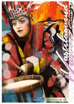 Kunst poster Carnaval 2018 provincie Limburg, Verzamelen, Ophalen of Verzenden, Zo goed als nieuw, A1 t/m A3, Overige onderwerpen