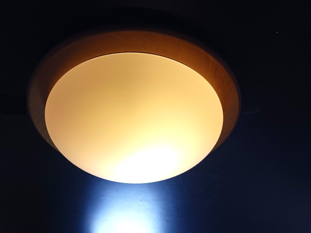 Vintage Steinhauer Geborstelde Plafonniere / Muurlamp, Ophalen of Verzenden, Gebruikt, Glas, Retro / Vintage / Mid-Century Modern / Nederlands Modernisme