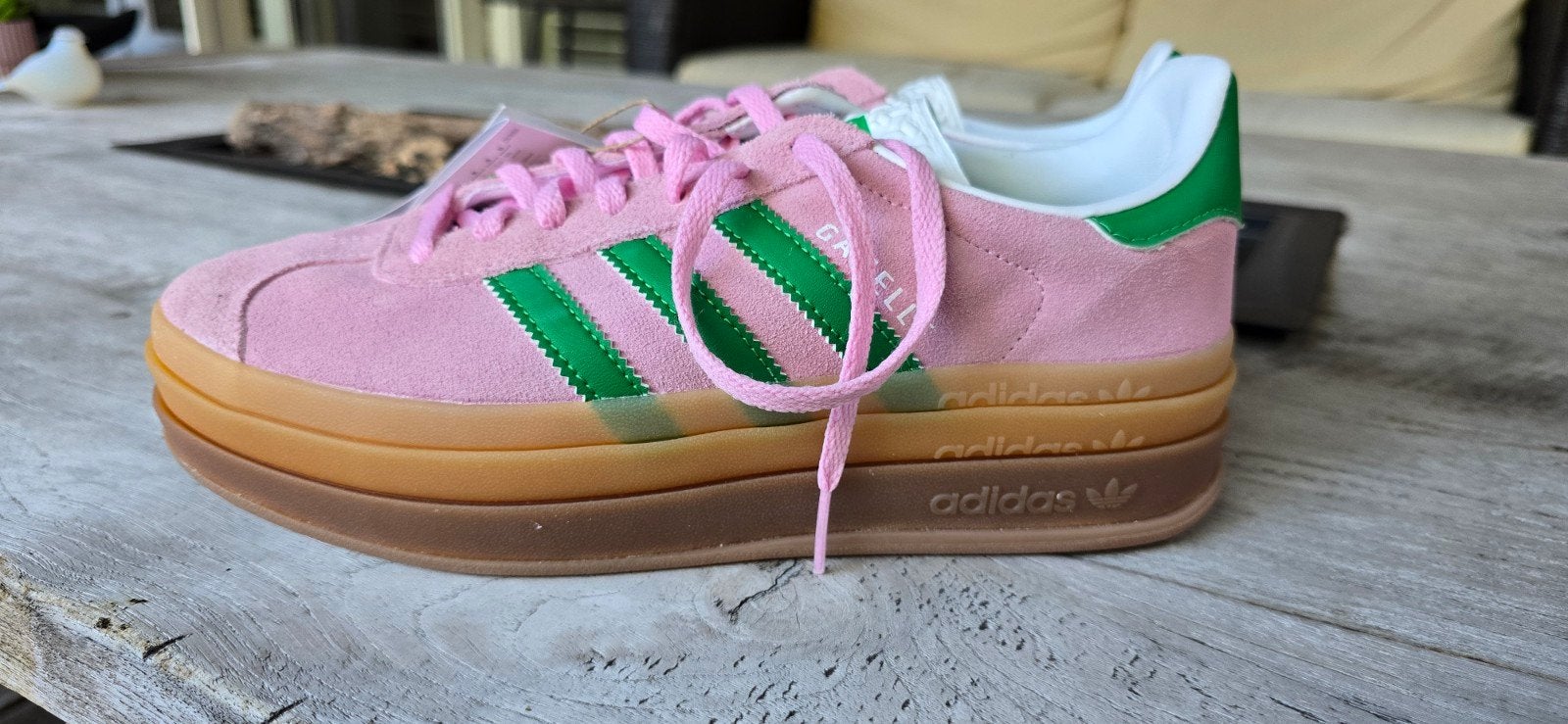 Adidas Gazelle Bold Sneakers Roze/Groen - Maat 39 1/3, Adidas, Nieuw, Ophalen of Verzenden, Sneakers of Gympen