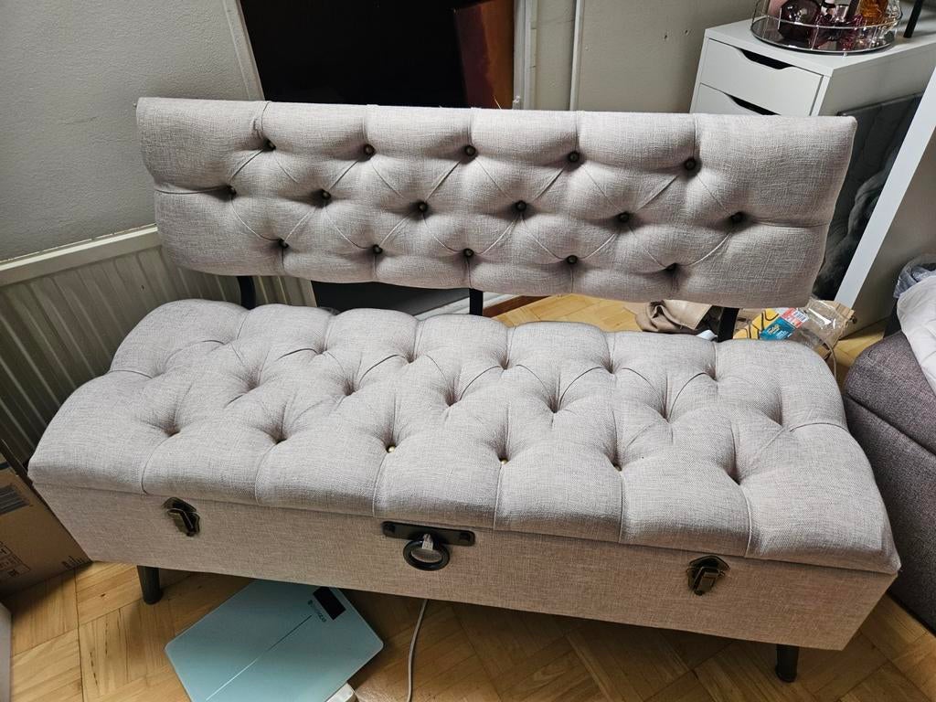 Bankje met opbergruimte vidaxl, Ophalen, Tweepersoons, 75 tot 100 cm, Zo goed als nieuw