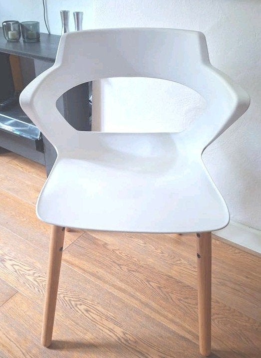 6 Italiaaanse eetkamerstoelen wit met houten poten, Huis en Inrichting, Ophalen, Wit, Italiaans, Vijf, Zes of meer stoelen