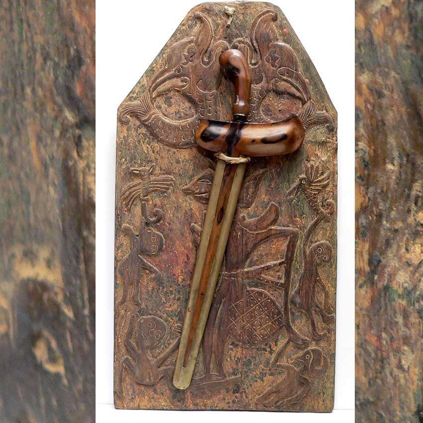 Antieke Blawong AB9 Keris houder Naga Wayang Java Indonesie, Ophalen of Verzenden