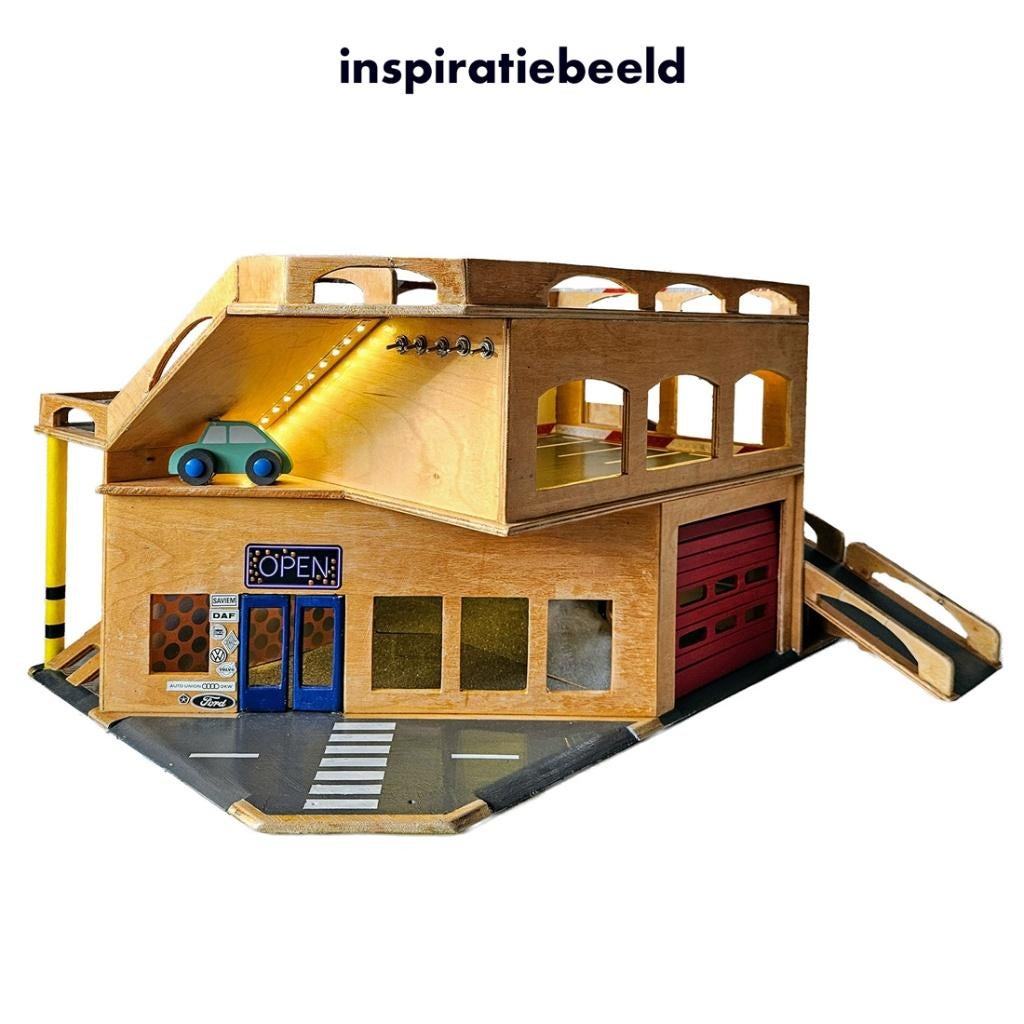 Bouwtekening speelgoedgarage, Kinderen en Baby's, Speelgoed | Racebanen, Overige merken, Racebaan, Zelf te bouwen, Nieuw