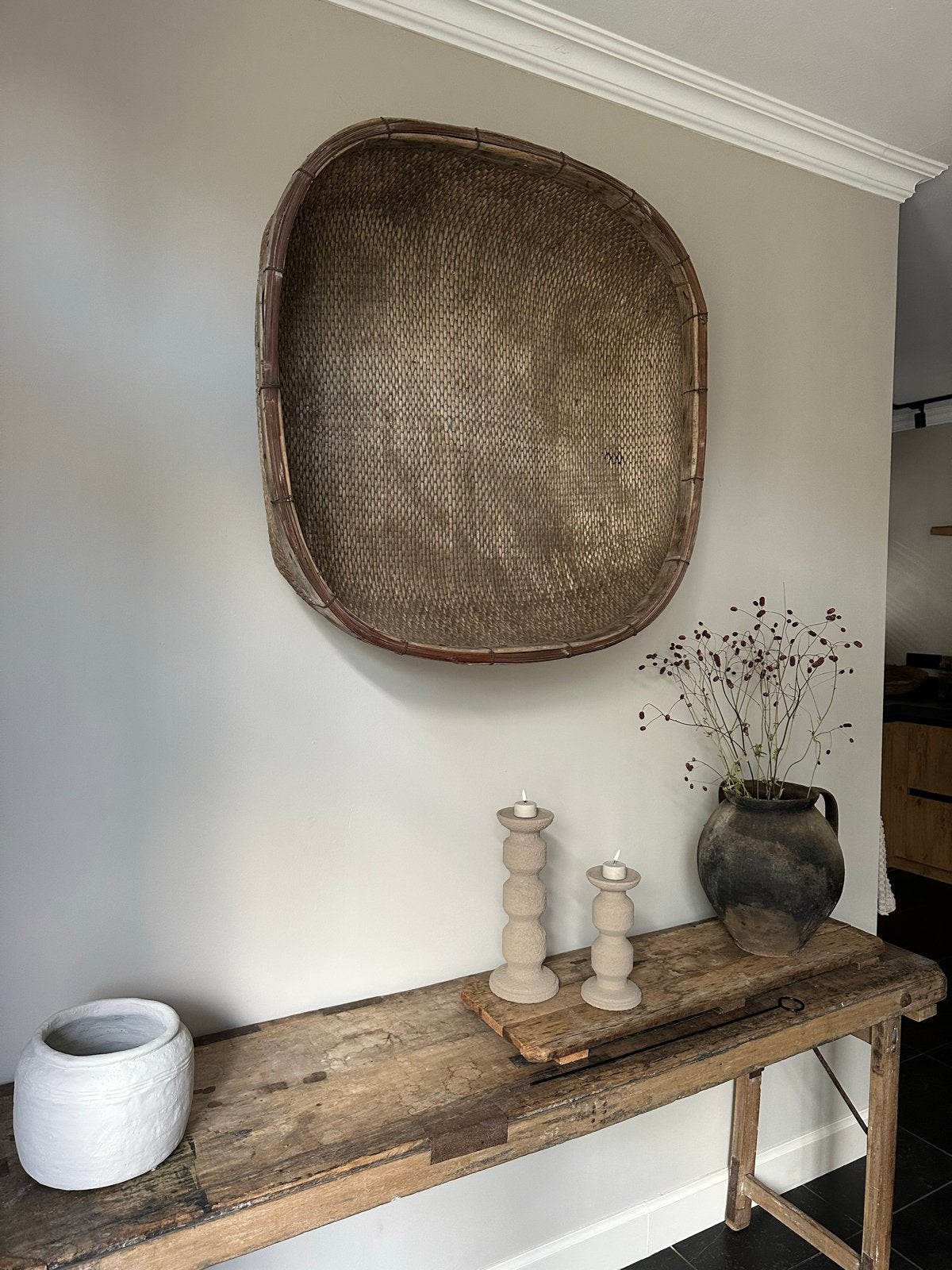 Grote Oosterse Rijstmand - Handgevlochten Eyecatcher, Ophalen