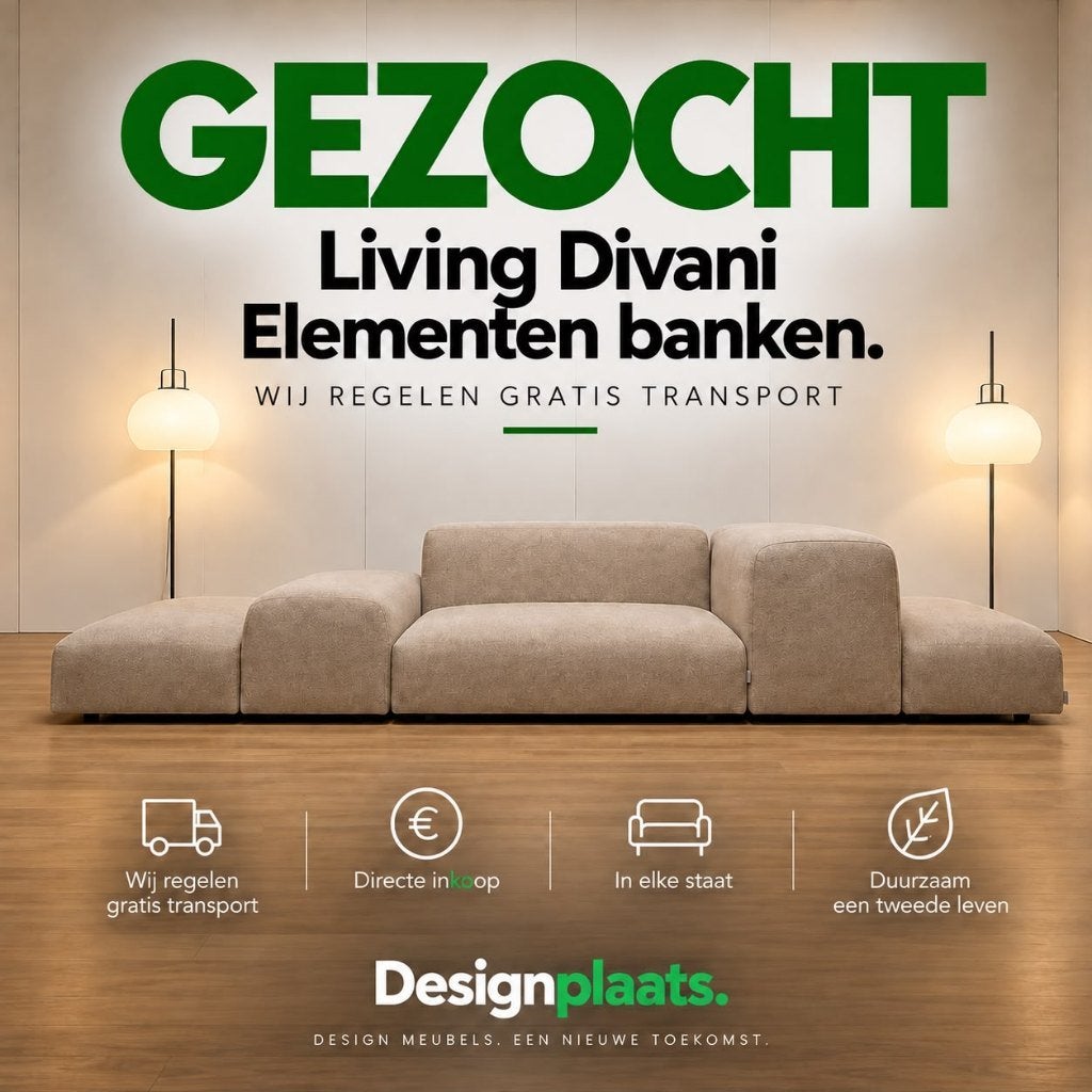 GEZOCHT: Living Divani Bank — Directe Inkoop, Huis en Inrichting, Design Bank Bankstel Zetel Living Divani, Nieuw, Www.designplaats.nl