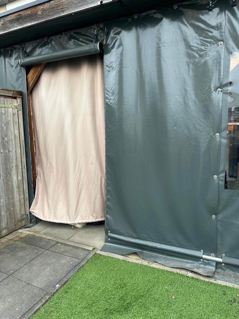 Veranda zeil met raam, Tuin en Terras, Minder dan 250 cm, Gebruikt, Overige typen, Ophalen of Verzenden