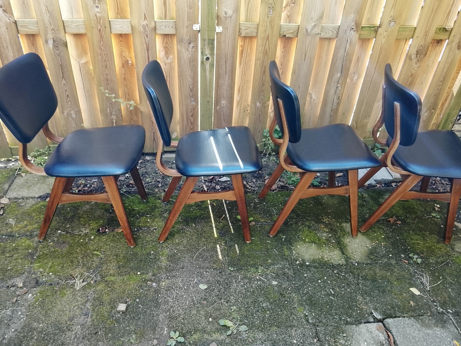 set van 4 Vintage mid century stoelen retro teak jaren 60, Gebruikt, Vintage, Ophalen of Verzenden, Vier