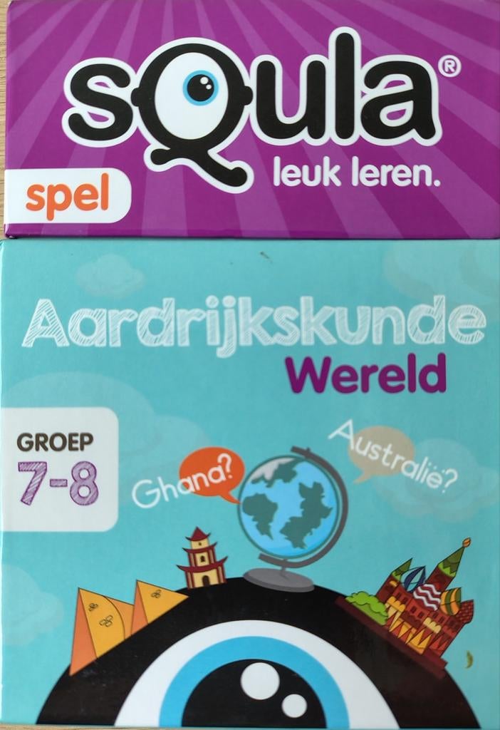 Squla Aardrijkskunde Wereld Kaartspel Groep 7-8, Een of twee spelers, Ophalen of Verzenden, Zo goed als nieuw, Identity Games International BV