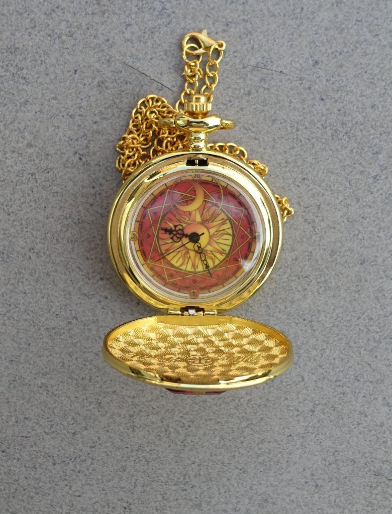 Goudkleurig zakhorloge met ketting - Sailor Moon thema, Ophalen of Verzenden, Nieuw