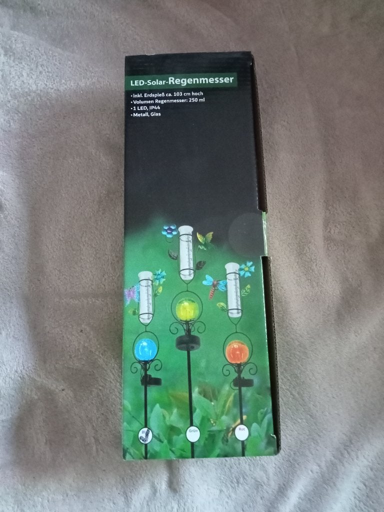 NIEUW SIERLIJK REGENMETER  SOLAR BLAUWE BOL VLINDER  BLOEM, Ophalen, Zonne-energie, Minder dan 50 watt, Overige typen