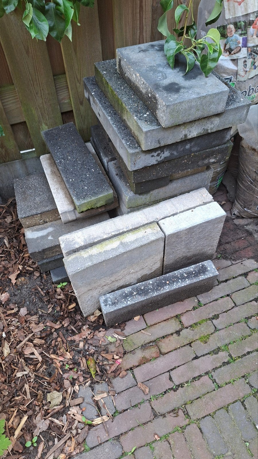 Betontegels / stapelblokken 40x30x6 cm Antraciet, Tuin en Terras, Tegels en Klinkers, Ophalen, Gebruikt, Minder dan 5 m², Beton