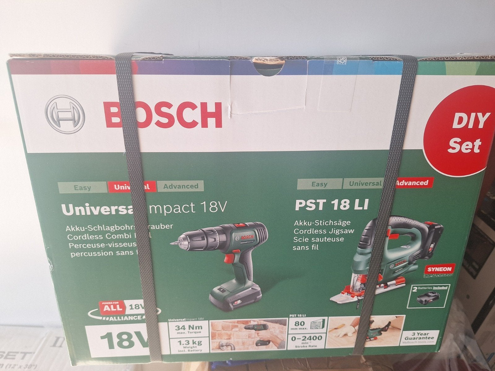 Bosch DIY Set: Accu-klopboorschroevendraaier & Decoupeerzaag, Doe-het-zelf en Verbouw, Gereedschap | Boormachines, Ophalen, Nieuw