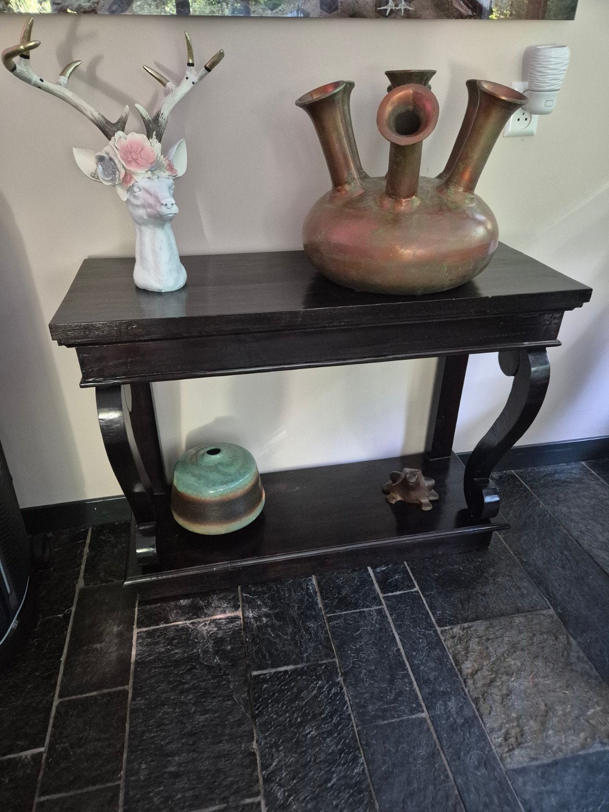 Antieke console tafel, donker hout, Ophalen