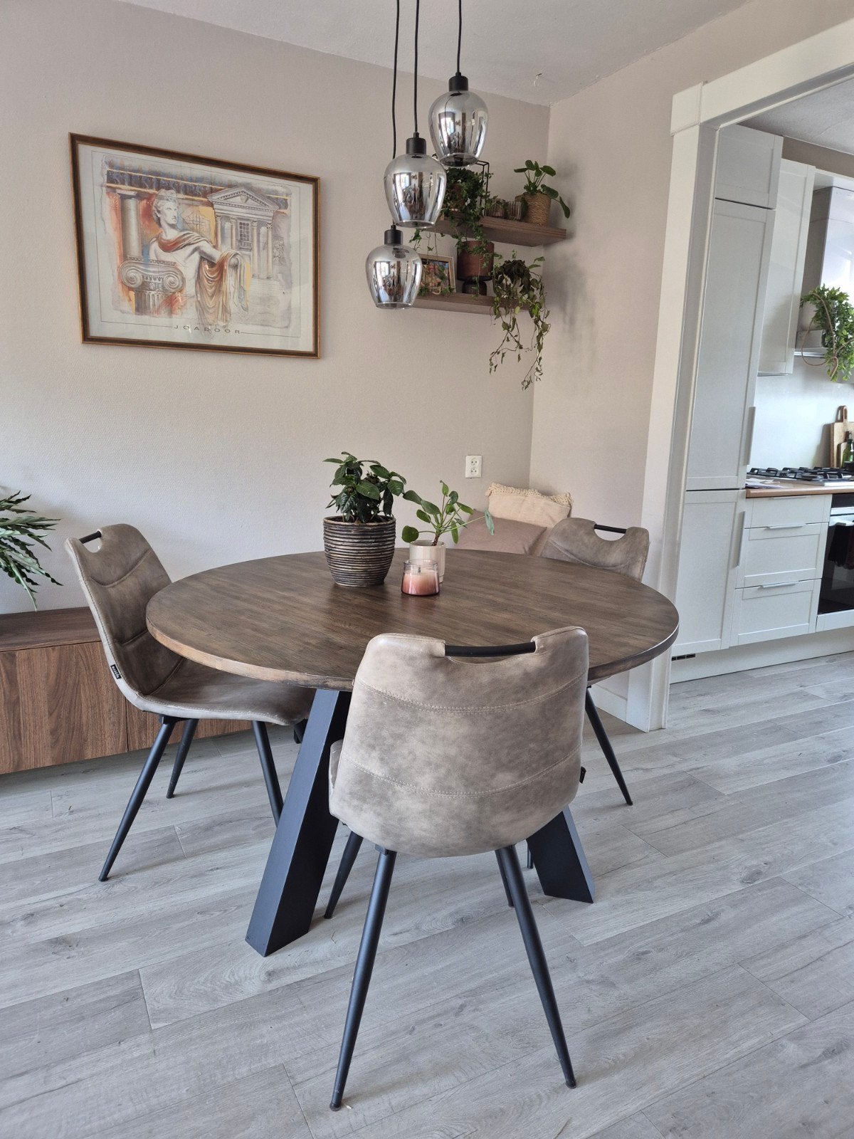 Eettafel stoelen 3x, Huis en Inrichting, Stoelen, Ophalen, Gebruikt, Grijs, Drie