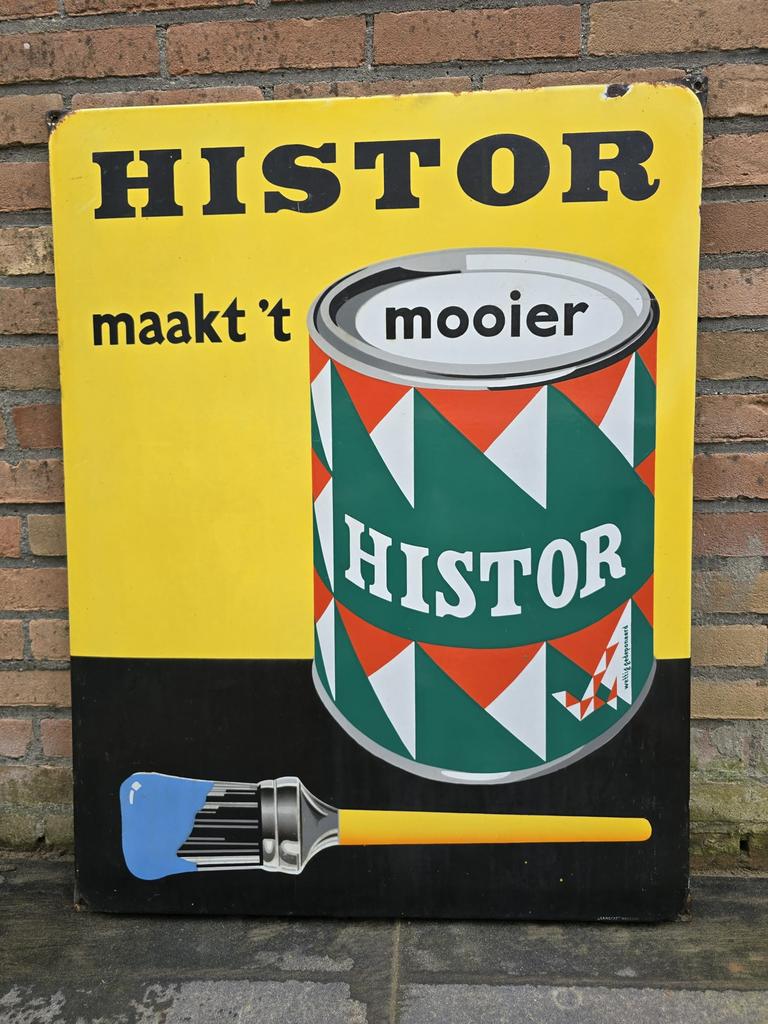 Emaille bord Histor verf jaren 40 vorige eeuw., Ophalen of Verzenden, Zo goed als nieuw, Auto's