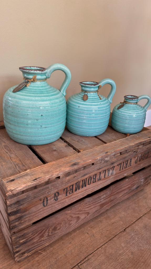 Set van 3 Riverdale sierkruiken/vazen in celadon, Ophalen