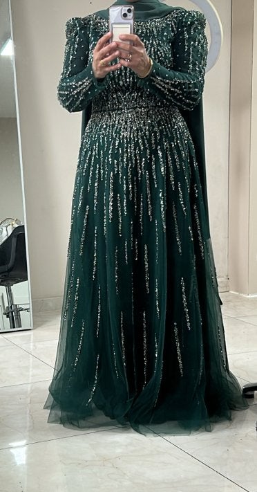 Prachtige Groene Galajurk met Pailletten, Kleding | Dames, Galajurk, Zo goed als nieuw, Groen, Ophalen
