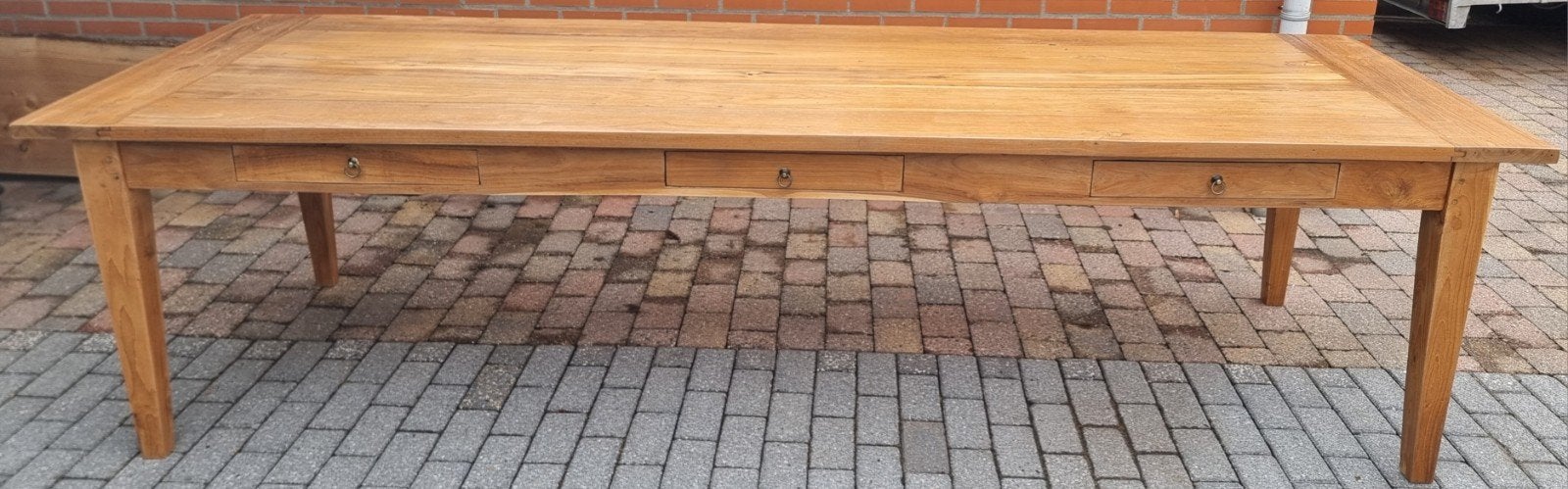 Gerestaureerde Teakhouten Eettafel - 300x100x79 cm, Ophalen, Teakhout, 200 cm of meer, 50 tot 100 cm