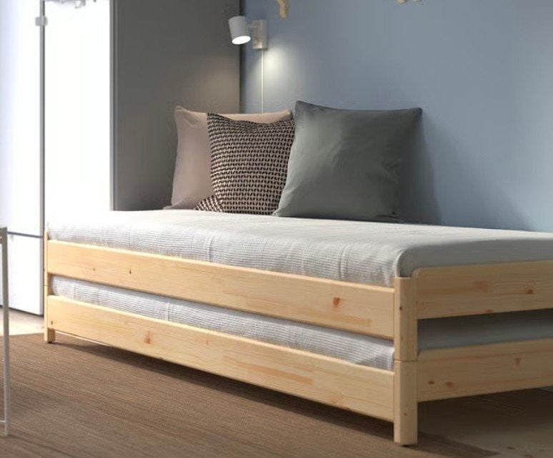 logeerbed ikea voor (2x) 1 persoon of voor 2 personen, Ophalen, Wit, Tweepersoons, 200 cm